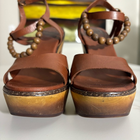 Ugg Brown Platform Leather Sandals Sz 8 - Picture 6 of 11